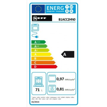 Neff B1ACC2HN0 Φούρνος άνω Πάγκου 71lt χωρίς Εστίες Π59.4εκ. Μαύρος